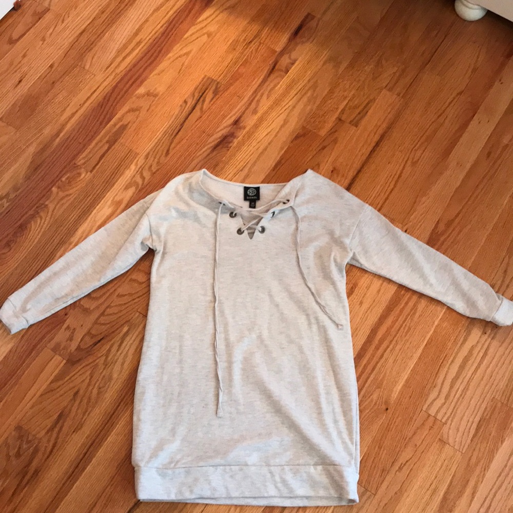 Lace up sweatshirt dress